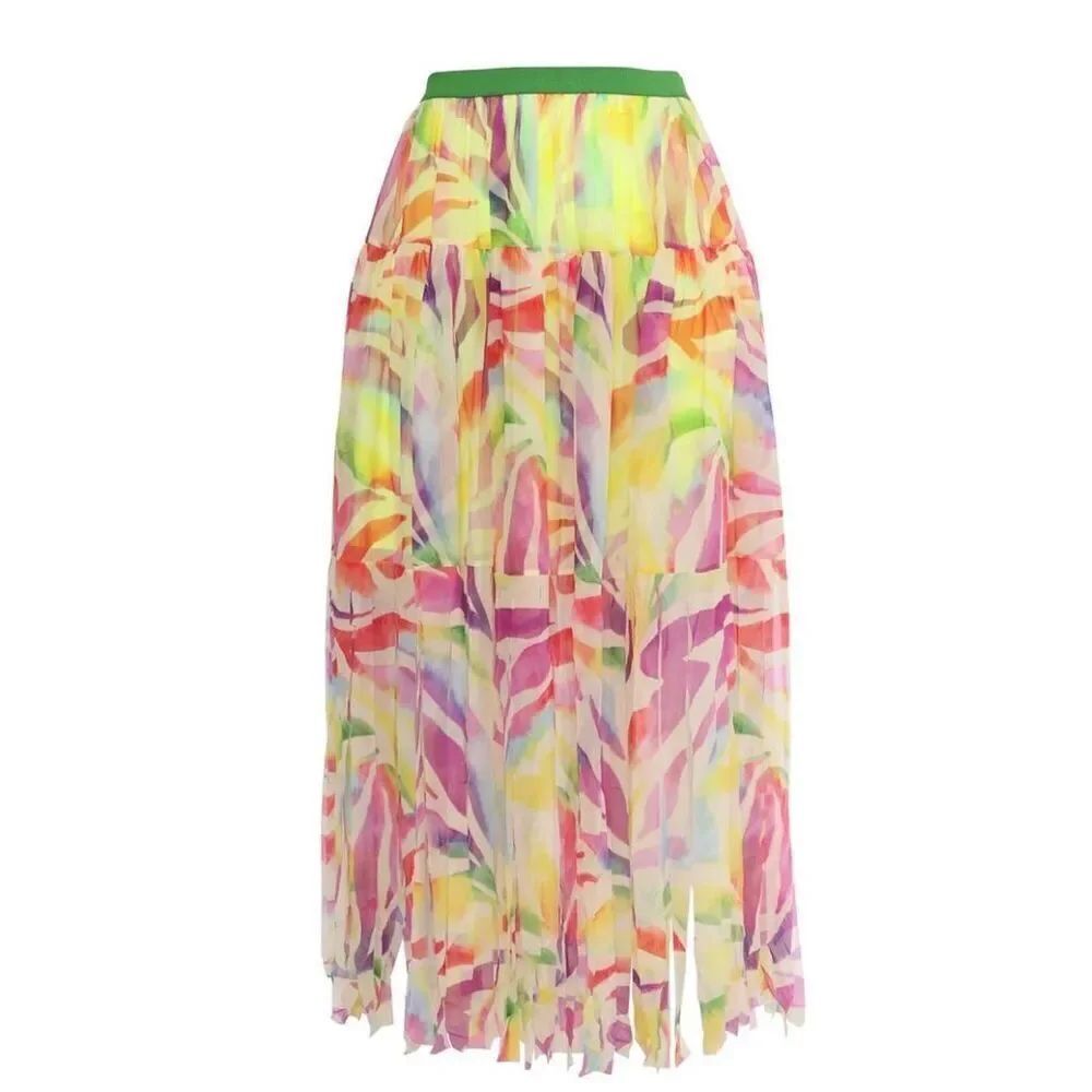 PRABAL GURUNG Falda Midi Multicolor Skirt in Multi Color NWT Size Small